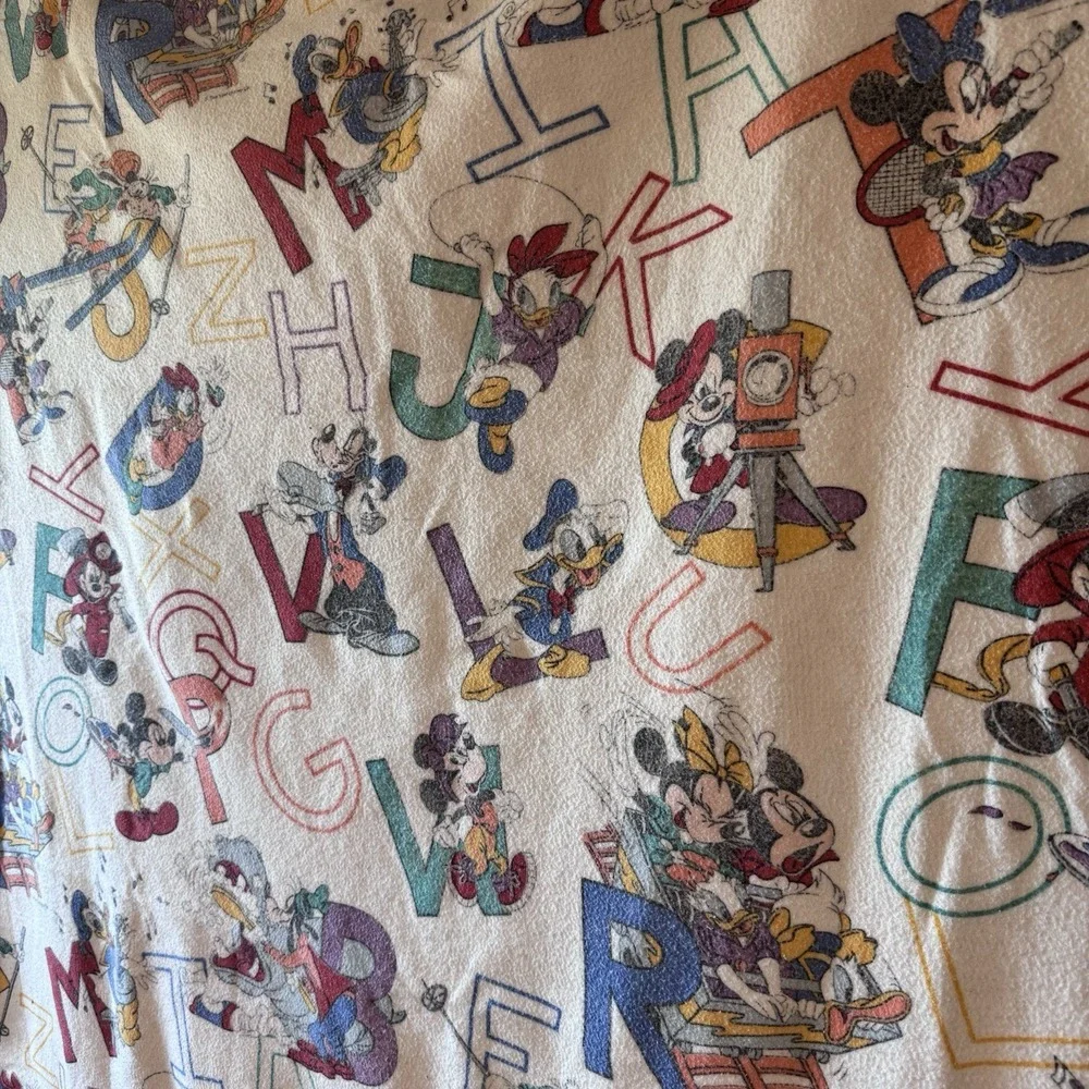 Vintage 80's Disney Chatham ABC Alphabet Blanket Mickey Donald Duck Goofy Minnie
